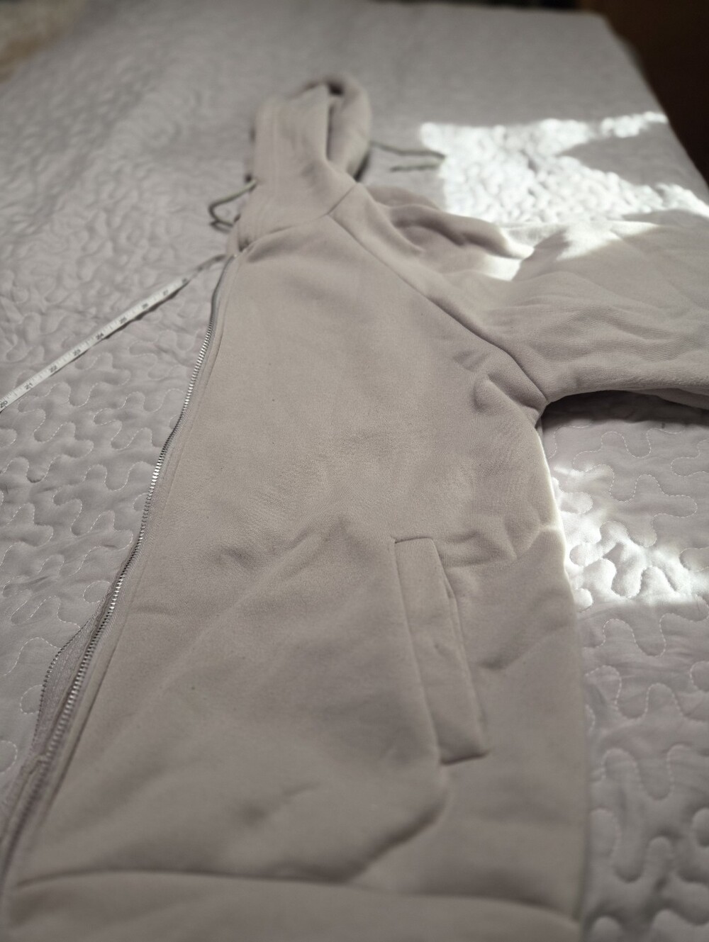 Soft Zip-Up Hoodie in Light Taupe